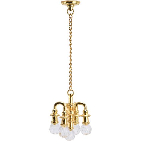 Lampe miniature pour maison de poupée, aspect réaliste et lumineux, petite lampe antirouille, mobilier miniature pour maison de poupée, cadeau ou décoration, couleur or. (1/5)