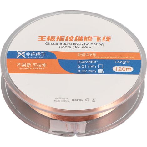 Fil conducteur pour puce de téléphone, 120 m, en cuivre, pour soudure de carte mère de téléphone (0,02 mm). (1/5)
