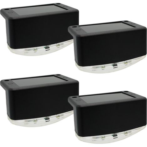 Set di 4 luci solari da esterno - illuminazione per terrazza, pali di recinzione, scale o stazione di attracco - LED bianco caldo, impermeabili, senza fili, nero ardesia (1/4)