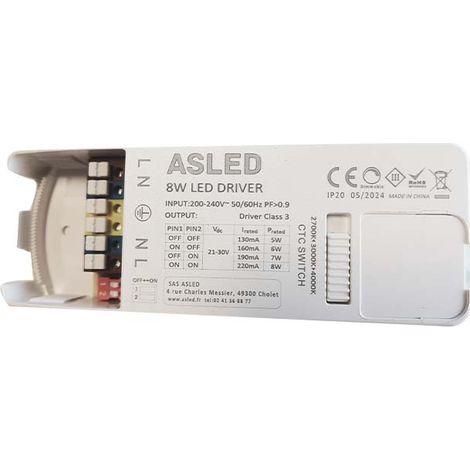 DRIVER CTC CHOIX DE PUISSANCE 7/8/9/10W DIMMABLE ASLED DCTC9WS