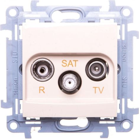 Simon 10 R-TV-SAT Antennenbuchse, cremefarben IP20, Gehäuse 01/41