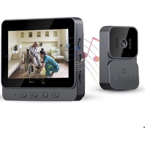 Sonnette Vidéo Sans Fil avec écran IPS De 4.3 pouce Interphone Video Sonnette Extérieure sans Fil et Ecran Microphone Intégré (1/5)