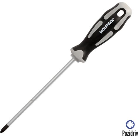 Pozidriv-Schraubendreher aus S2-Stahl, Bi-Material-TPR-Griff. Maße PZ 2 x Ø 6 x 150 mm. DIN5262. (1/5)