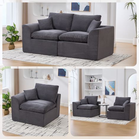Canapé minimaliste moderne en tissu, canapé deux places pour salon, fauteuil doux et confortable, coussins inclus, canapé de détente de style nordique, idéal pour le salon ou la chambre.