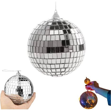 pièce - Boule à facettes disco - 3 cm - Boule disco - Effets lumineux spectaculaires pour les fêtes, système de suspension sécurisé et verre biseauté - Décoration boule à facettes argentée - Boule réf (1/5)