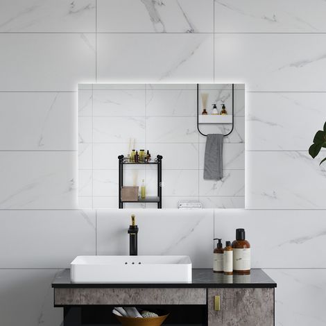 Aica SPECCHIO DA BAGNO CON LED, 80X60CM, DISAPPANNAMENTO, FUNZIONE MEMORIA, INFINITAMENTE DIMMERABILE (1/5)