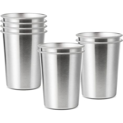 Tasses en Acier Inoxydable 350 ML de Qualité Supérieure, 8 PCS Tasses à Boire Empilables, Tasses Mugs en Métal Incassables Gobelets en Acier Inoxydable pour Enfants et Adultes, Argent (1/5)