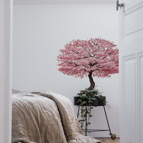 Sticker décoratif, cerisier en fleur tendance arbre de vie, 68 cm X 48 cm (1/4)