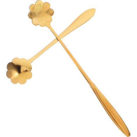 Cuillère à fleurs en acier inoxydable pour les fêtes, avec 1 ensemble de cuillères dorées (1/5)