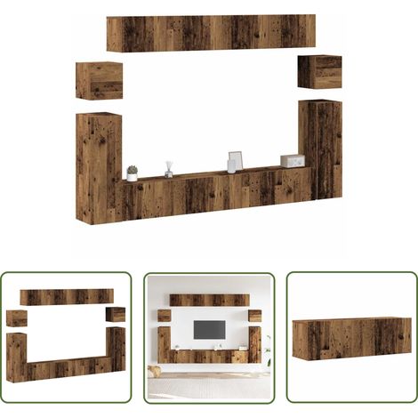 vidaXL Ensemble de meuble TV mural 8 pcs vieux bois bois d'ingénierie (1/5)
