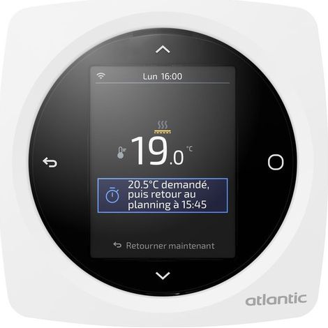Atlantic – Thermostat connecté programmable pour plancher rayonnant électrique – Gestion de chauffage à distance – Suivi énergétique – Kit complet avec sonde de sol