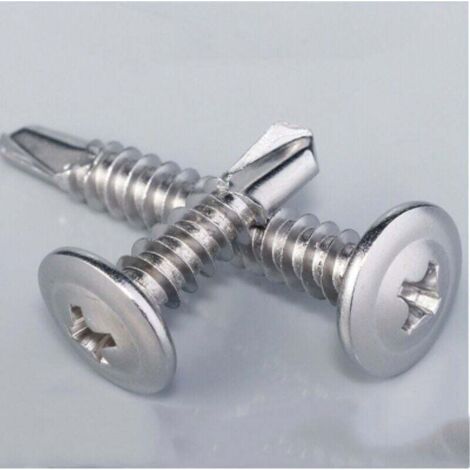 C44741 - Lot de 100 - Vis à tôle Autoperceuse - à Tête Large Bombée - diamètre 4.2x19mm - en Acier Zingué - à Empreinte PH/Cruciforme - Bricolage - Rénovation