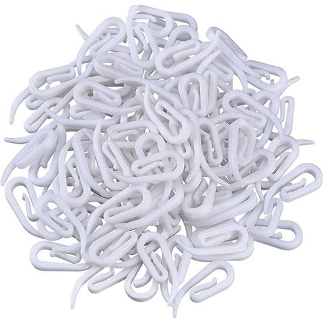 Lot de 200 crochets à rideaux en plastique, anneaux pour tringle à rideau, adaptés aux douches, tentures et voilages, plis crayon, 28 x 12 mm (1/5)