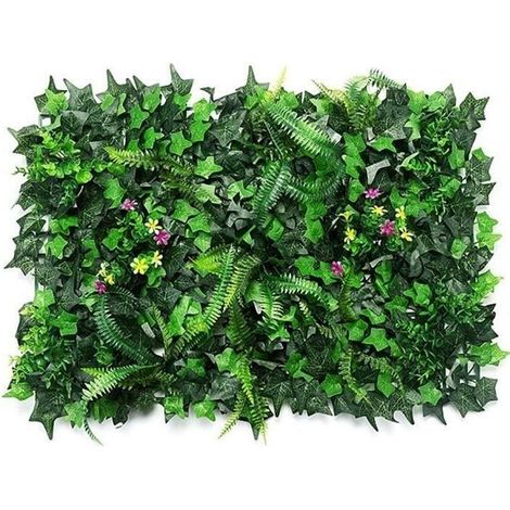 Mur végétal stabilisé - PZCC - 40x60 cm - Décoration murale - Plante verte artificielle - Simulation d'herbe (1/4)