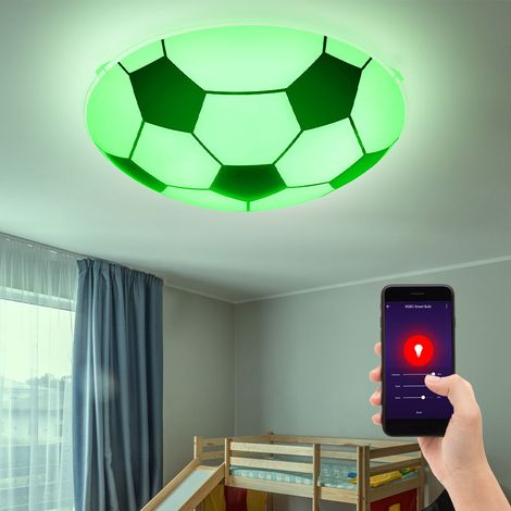 Lampe de chambre d'enfant Plafonnier Lampe de chambre à coucher Football, métal verre noir blanc, dimmable Smart, RGB LED 8,5W 806Lm 2700-6500K, D 30 cm (1/5)