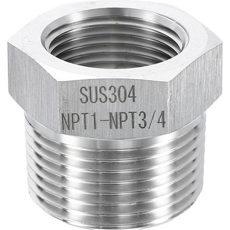 304 Inox Acier Réducteur Douille 1" NPT Mâle x 3/4" NPT Femelle Hex Douilles Tuyau Raccords Réduction Coulée Tuyau Adaptateur pour Air Eau Huile Gaz Tube (1/5)