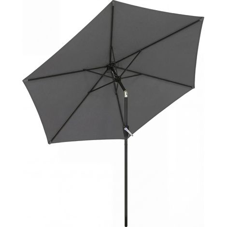 Sonnenschirm 270 cm knickbar Balkonschirm mit Kurbel UV 50+ Gartenschirm Dunkelgrau