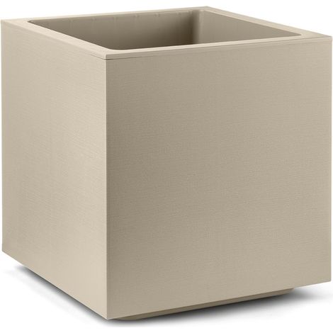 VASO CUBO MATHERIA 50CM GREIGE CON ROTELLE VECA