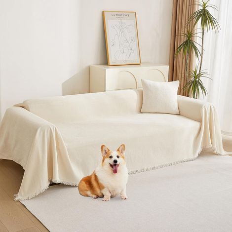 Copridivano adatto agli animali domestici, copridivano a due posti beige, copridivano angolare a L, 180300 cm (1/5)