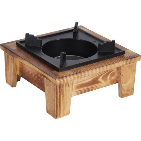 Japanischer Grill, tragbarer Mini-Quadratgrill, Holzkohlegrill mit Holzsockel, Grillkocher, Kochutensilien, Picknickkocher für draußen