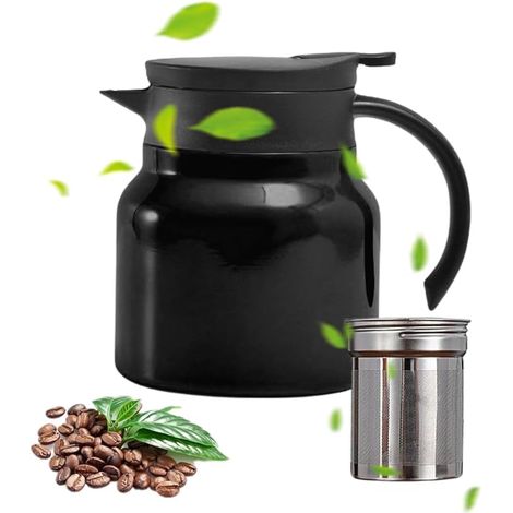 1L Kaffeekanne Thermo, Teekanne Thermo, Kleine Thermoskanne mit Siebeinsatz Edelstahl, Kaffeekanne Thermoskanne Hält mit Herausnehmbarer, Abnehmbare Thermo Teekanne für Hausküchen Cafés