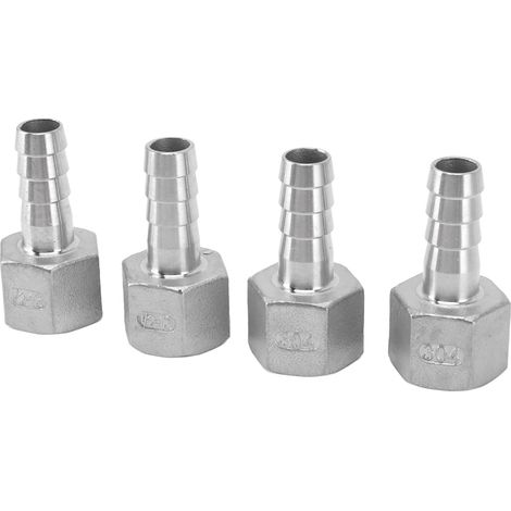 Lot de 4 raccords cannelés de 13 mm (1/2 po) en acier inoxydable pour tuyau de refroidissement de bière