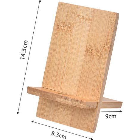 Support téléphone bureau en bambou naturel – Trou de charge 1,5 cm – Compatible smartphones 4 à 7,9 pouces – Utilisation verticale/horizontale