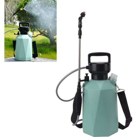Elektrische Sprühflasche in Diamantform mit großem Fassungsvermögen (3,7 V, 5 l), speziell zum Bewässern von Blumen und Desinfizieren, für den Haus- und Gartenbau, grüne Diamantform. (1/5)