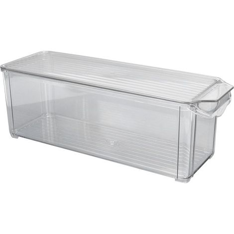 Bac de Rangement Haut et Étroit avec Couvercle - Grande Capacité Transparent Plastique Alimentaire Durable pour Garde-Manger (1/5)
