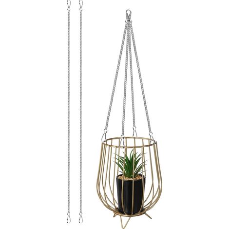 Lot de 7 chaînes suspension en fer argenté pour mangeoires à oiseaux et paniers fleurs (1/5)
