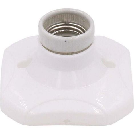 Douille d'ampoule LED E27, douille E27 en céramique et base en plastique, douille murale E27, douille E27 blanche avec anneau pour éclairage d'entrée/plafonnier/balcon