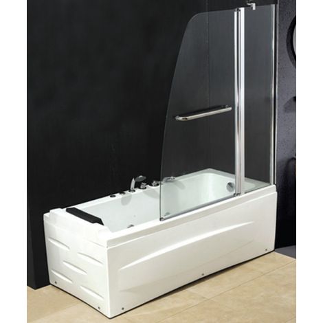 Box Doccia Vasca un Lato 1 Anta in Cristallo Cabina Sopravasca Parete Alta 140 (1/2)