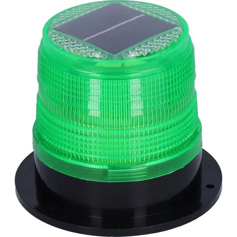 Feu clignotant LED solaire à fixation magnétique, balise de sécurité chantier, signalisation routière verte, lampe flash étanche pour travaux. (1/5)