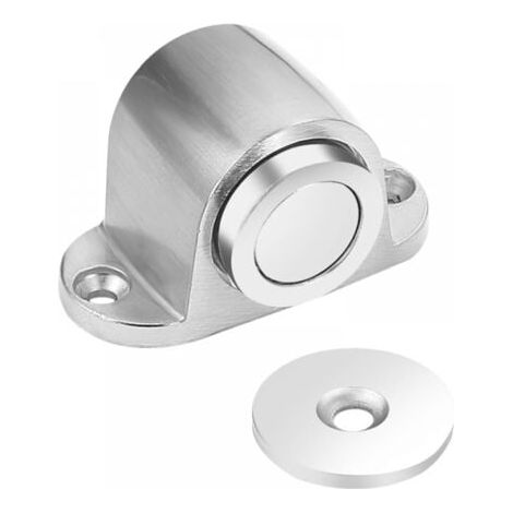 Spring Stopper + Magnet for Heavy Doors, Silver, Floor-Mounted Suction without Drilling, Powerful Magnet, Anti-Collision Door Stop Behind the Door