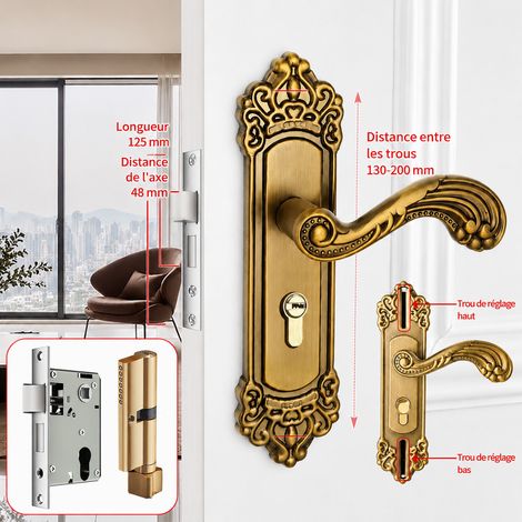 Serrure à poignée silencieuse bronze antique unilatérale réglable avec corps 125/48 125 48 réf 1457 1 kg – Livraison gratuite