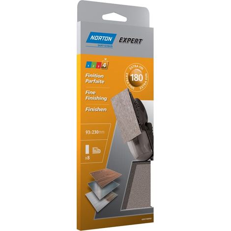 Patin Expert Nicht Durchbohrt 93x230 Körnung 180 X 8 Stücke - Norton