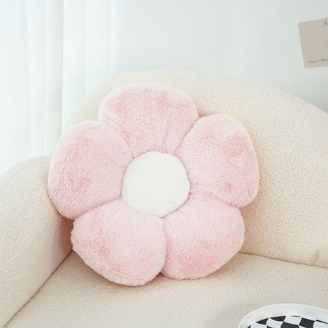Simpatico cuscino decorativo in peluche a forma di fiore rosa, morbido cuscino da pavimento floreale per camera da letto, soggiorno e cameretta dei bambini, 42x42 cm (1/5)