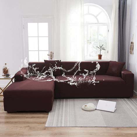 Fodera per divano impermeabile e espandibile in silk latte – Protezione antipolvere, adattamento perfetto per divani da 4 posti (230–300 cm), tessuto a costine elasticizzato, senza fodera per cuscini
