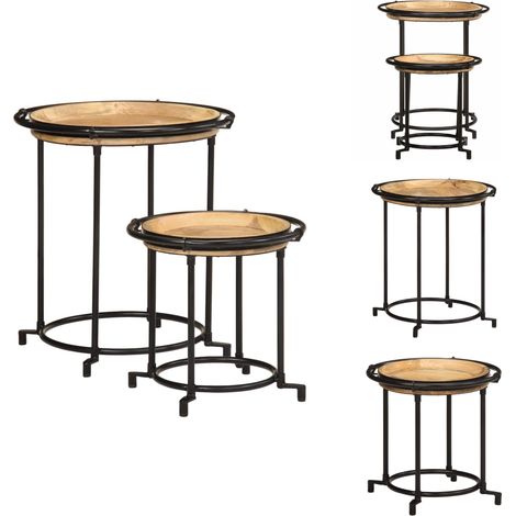 Ensemble de table d'appoint 2 pcs bois massif de manguier - Ensemble De Tables D'appoint - Ensembles De Tables D'appoint - Table D'extrémité - Table D'appoint De Canapé (1/5)