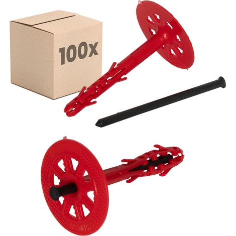 Protektor Chevilles pour isolation Standard - 100 pièces Ø10x140mm avec clou plastique pour ITE