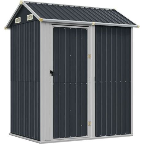 Chalet de jardin couleur anthracite, 192 x 152,5 x 237 cm, acier galvanisé. (1/5)