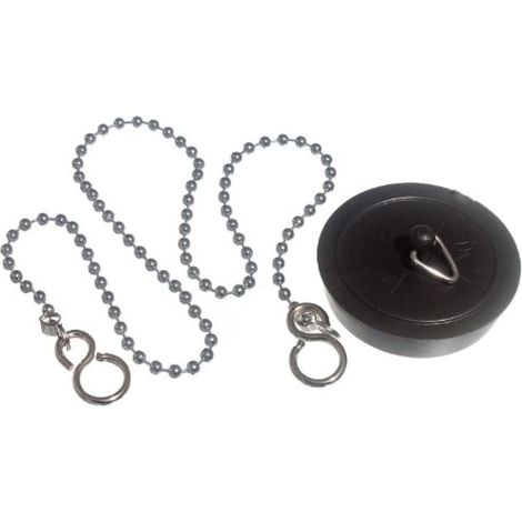 One Stop DIY Sanitop-Wingenroth Bouchon de lavabo en plastique avec chaîne chromée Noir 44 mm