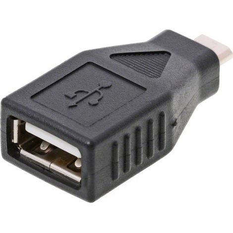 USB 2.0 Adapter, Micro-USB Stecker  USB-A Buchse Verwendung:  Embout einen USB-A Gerätes an eine Micro-USB B Schnittstelle