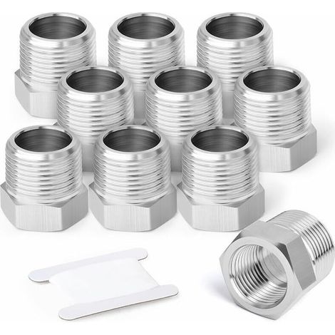 10 anillos reductores hexagonales de acero inoxidable 304, de 1/2" BSP macho a 3/8" BSP hembra para manguera, adaptador reductor convertidor