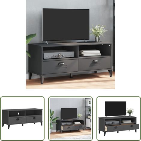 vidaXL Meuble tv avec poignées - Meuble TV VIKEN gris anthracite bois de pin solide (1/5)