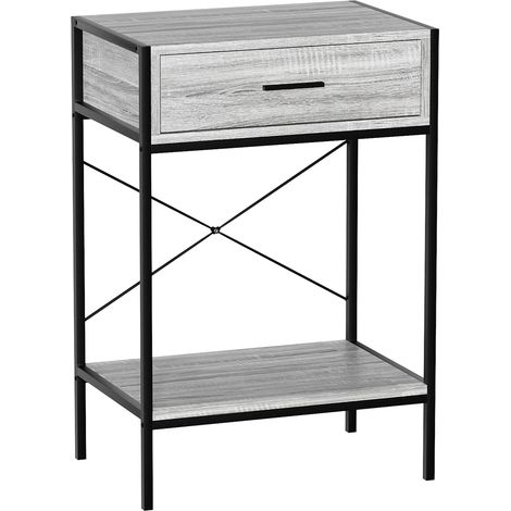 Brooklyn 1 Drawer Console Table Hallway Living Room Shelf Display Iron Legs, Grey (1/5)