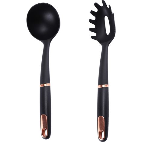 Ustensiles De Cuisine En Nylon - Résistance Thermique élevée - Poignée Lestée Et Support Rotatif - Pour Casseroles Antiadhésives - Lot De 2 Pièces (1/5)