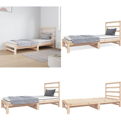 Dormeuse Estraibile 2x(90x190) cm Legno Massello di Pino - Divano letto estraibile - Letto per ospiti