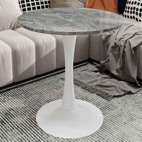 Table de salle à manger 70x70x72cm - avec plateau de table en marbre veiné gris foncé (1/5)