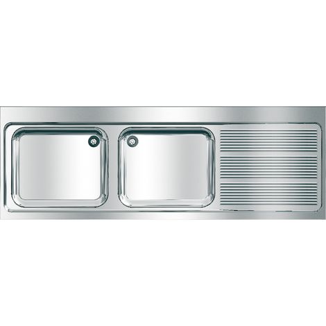 KWC AR Gewerbespüle, MAXIMA, Edelstahl,  2 Becken, 2000x432x700 mm, Tropfteil re